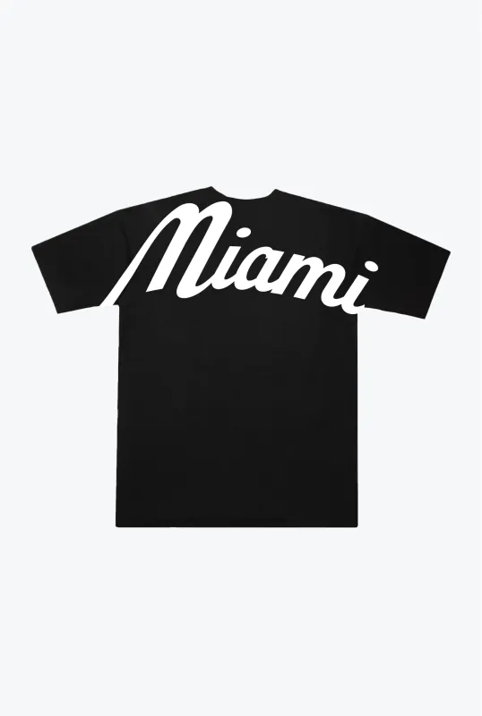 Miami Dolphins Script Heavyweight T-Shirt - Black sold by Peace-Collective
