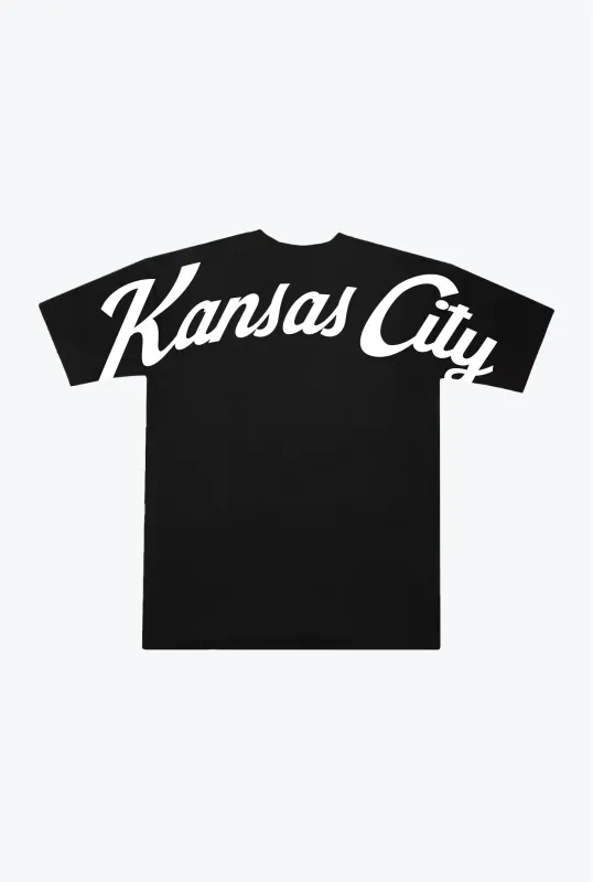 Kansas City Chiefs Script Heavyweight T-Shirt - Black sold by Peace-Collective