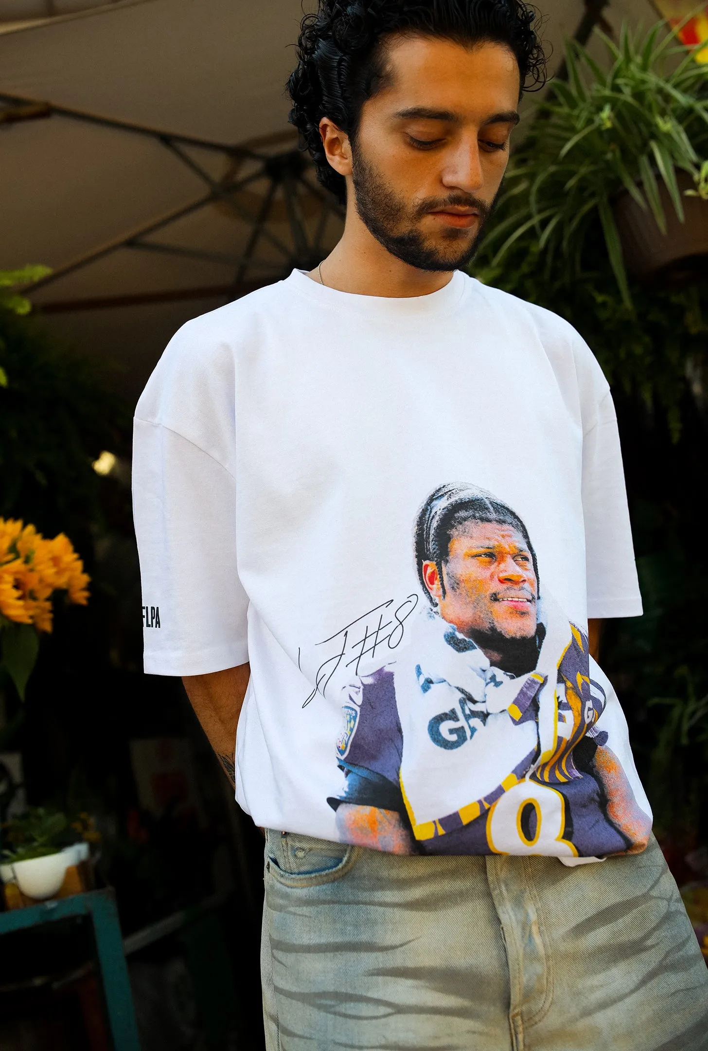 Lamar Jackson Heavyweight Garment Dyed T-Shirt - White sold by Peace-Collective product image thumbnail 3