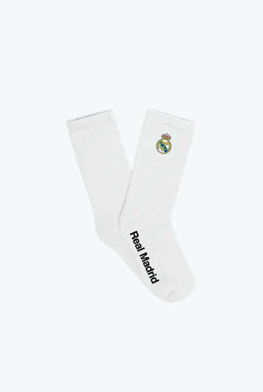 Real Madrid Crew Socks - White sold by Peace-Collective