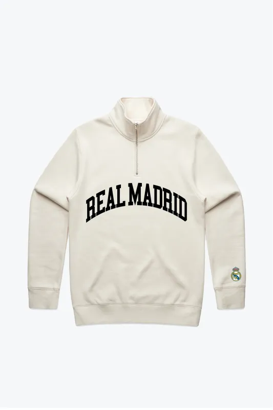 Real Madrid Collegiate Quarter Zip - Ivory sold by Peace-Collective