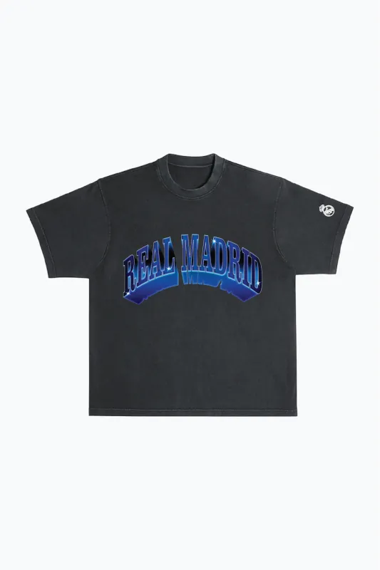 Real Madrid Graffiti Heavyweight Garment Dyed T-Shirt - Black sold by Peace-Collective