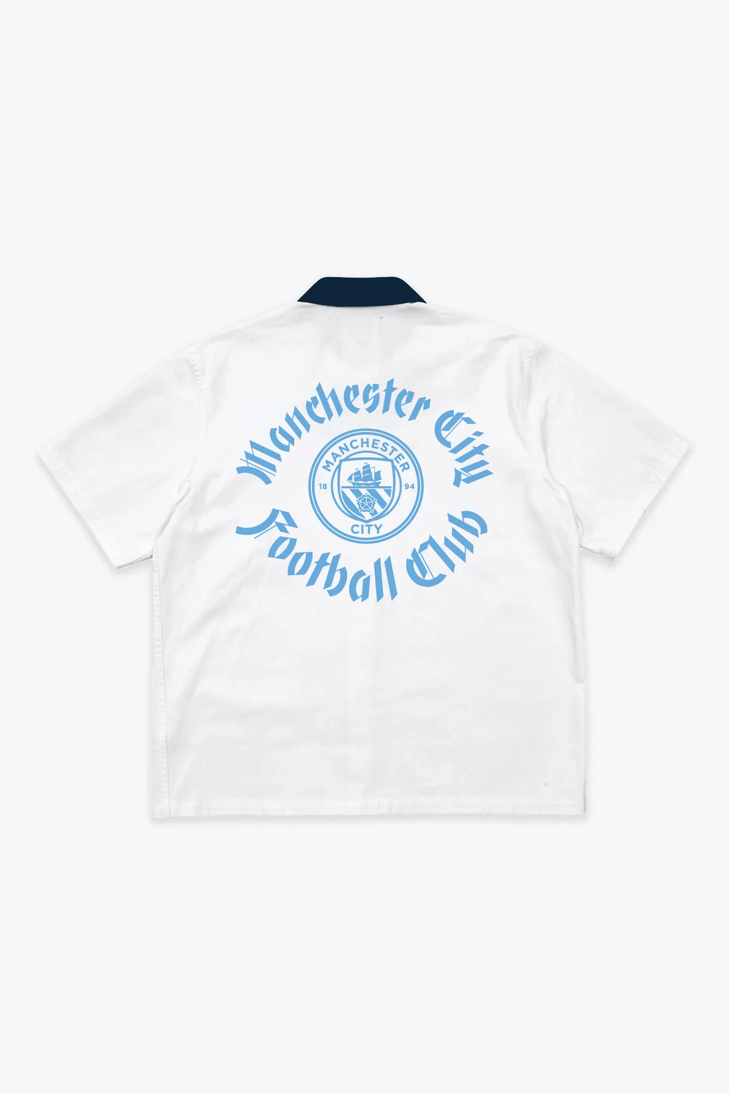 Manchester City Short Sleeve Button-Up - White sold by Peace-Collective