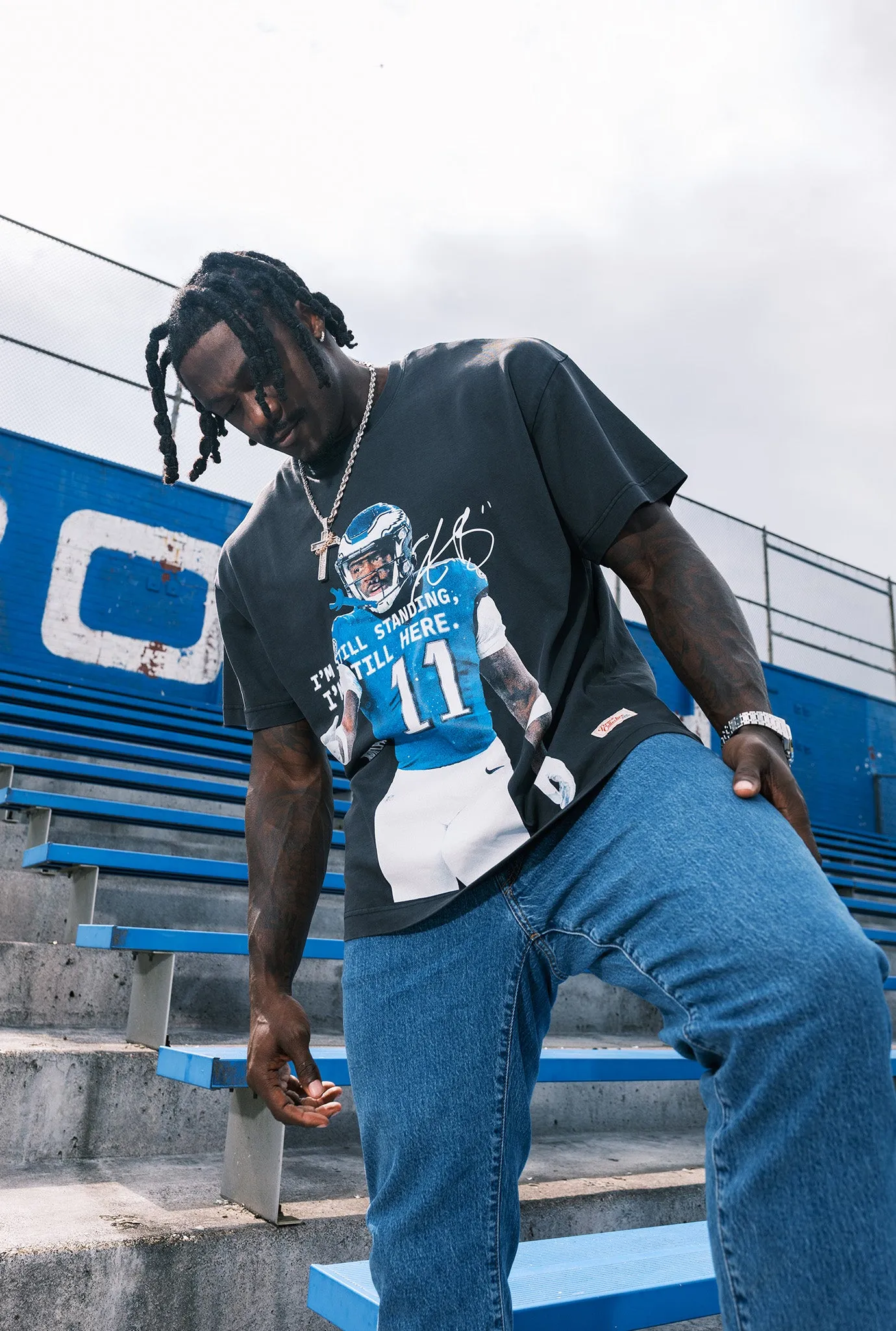 P/C x AJ Brown Portrait Heavyweight Garment Dyed T-Shirt - Black sold by Peace-Collective product image thumbnail 2