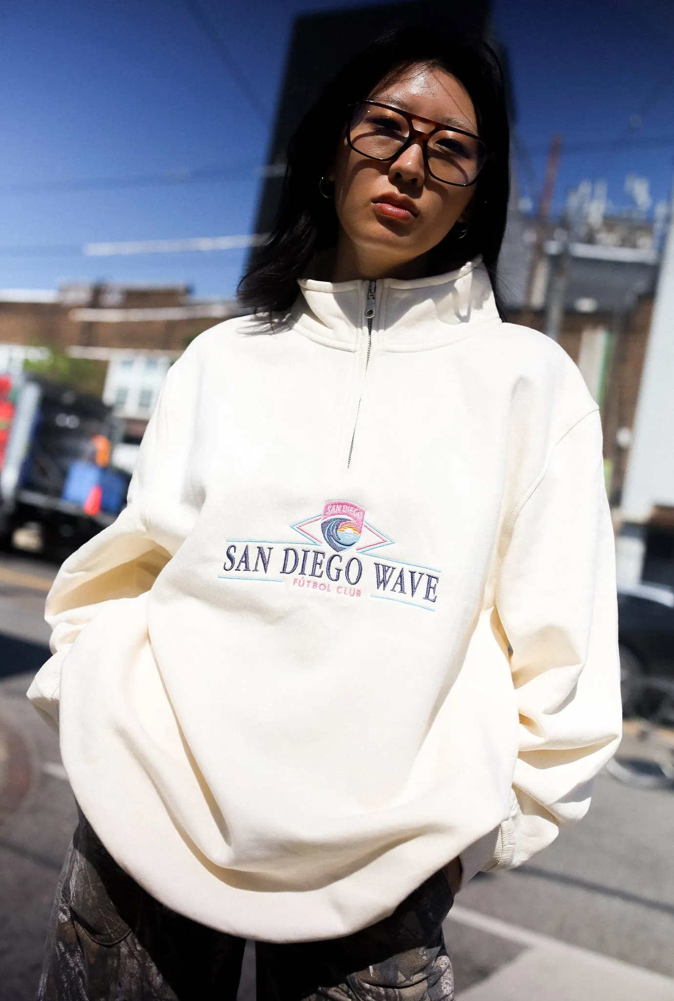 San Diego Wave FC Vintage Quarter Zip - Ivory sold by Peace-Collective product image thumbnail 3
