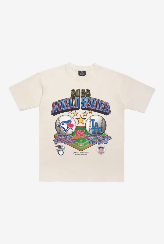 World Series 2025: Toronto Blue Jays vs LA Dodgers Heavyweight T-Shirt - Ivory sold by Peace-Collective