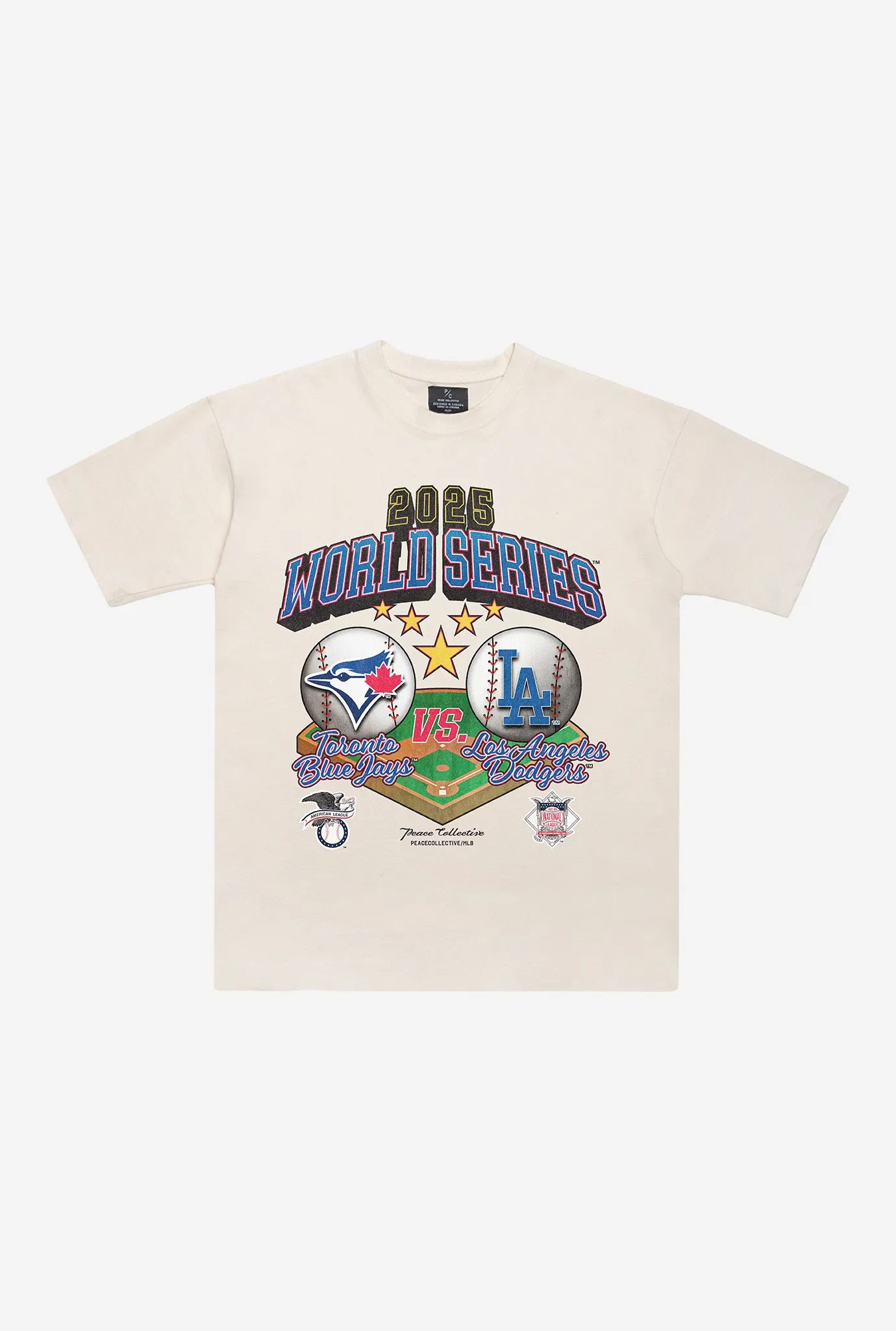 World Series 2025: Toronto Blue Jays vs LA Dodgers Heavyweight T-Shirt - Ivory sold by Peace-Collective