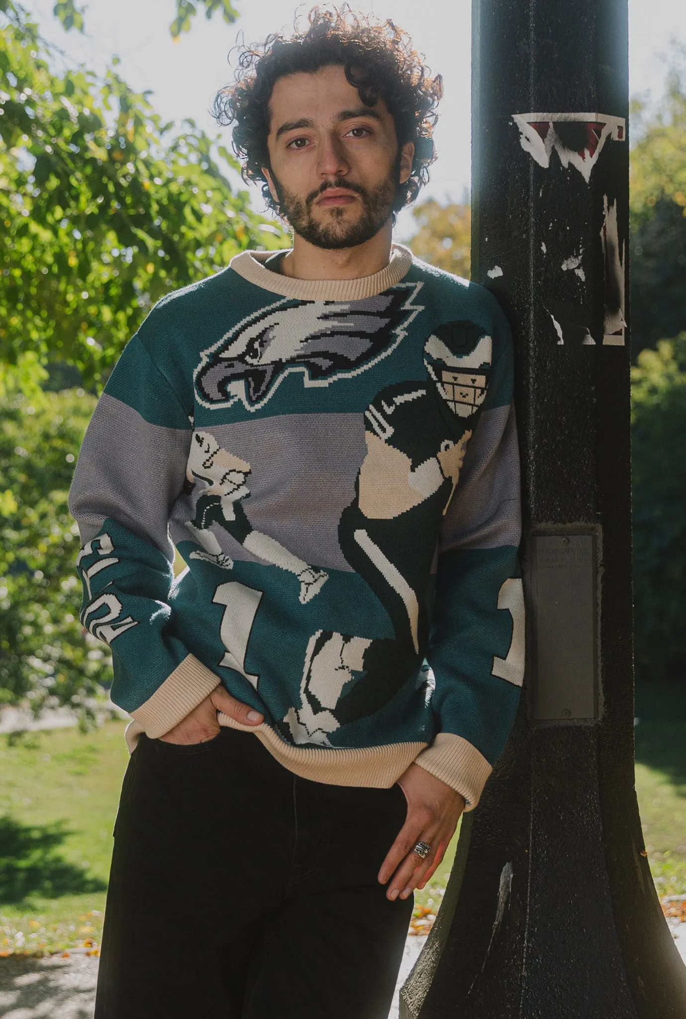 Jalen Hurts Knit Sweater - Green / Ivory sold by Peace-Collective