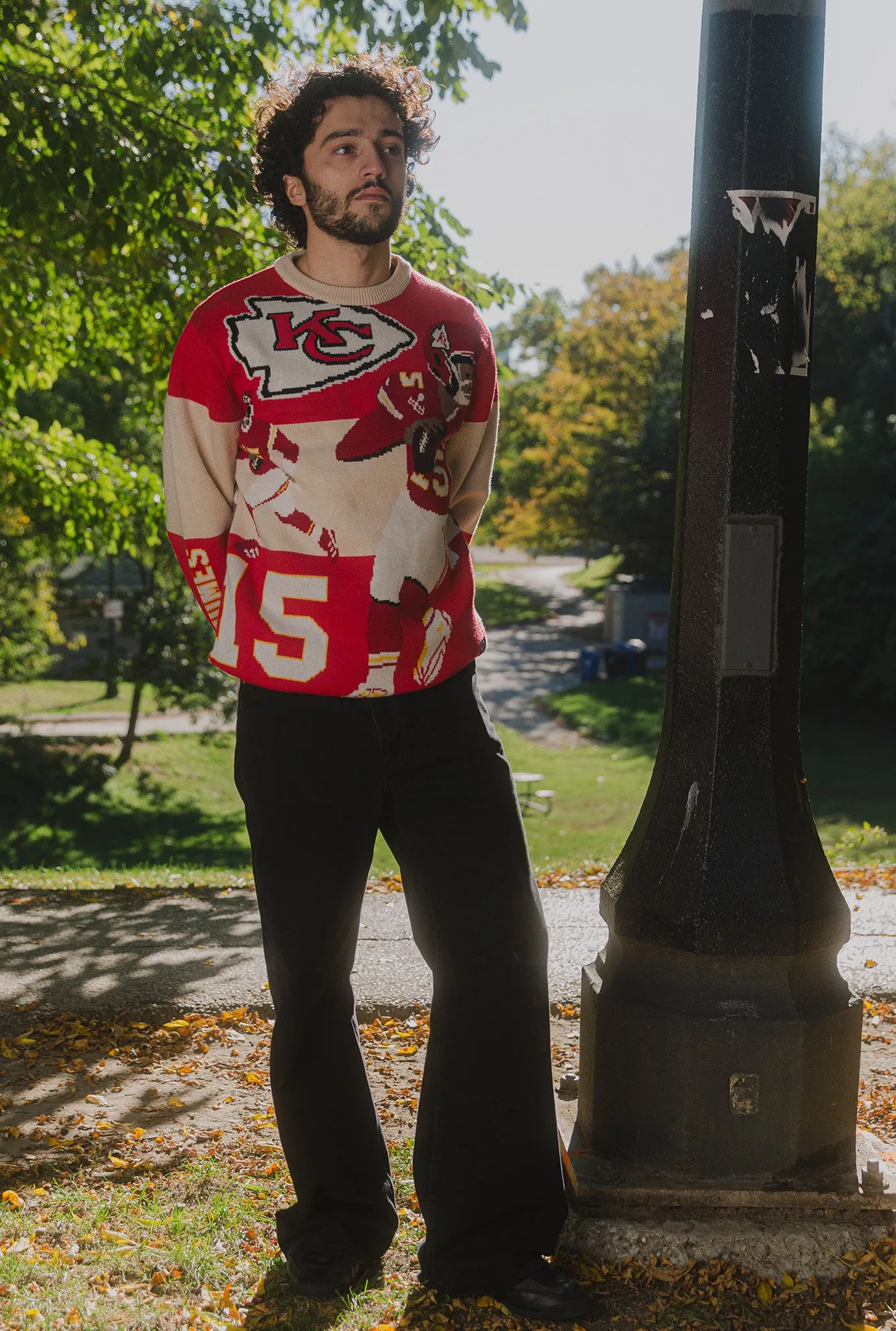 Patrick Mahomes Oversized Knit Sweater - Ivory / Red sold by Peace-Collective product image thumbnail 3