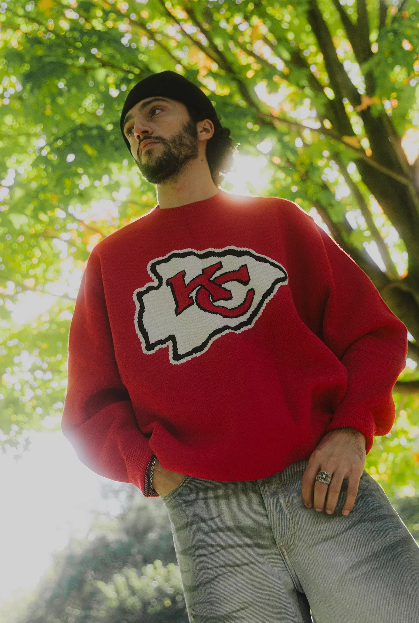 Kansas City Chiefs Retro Knit Sweater - Red sold by Peace-Collective