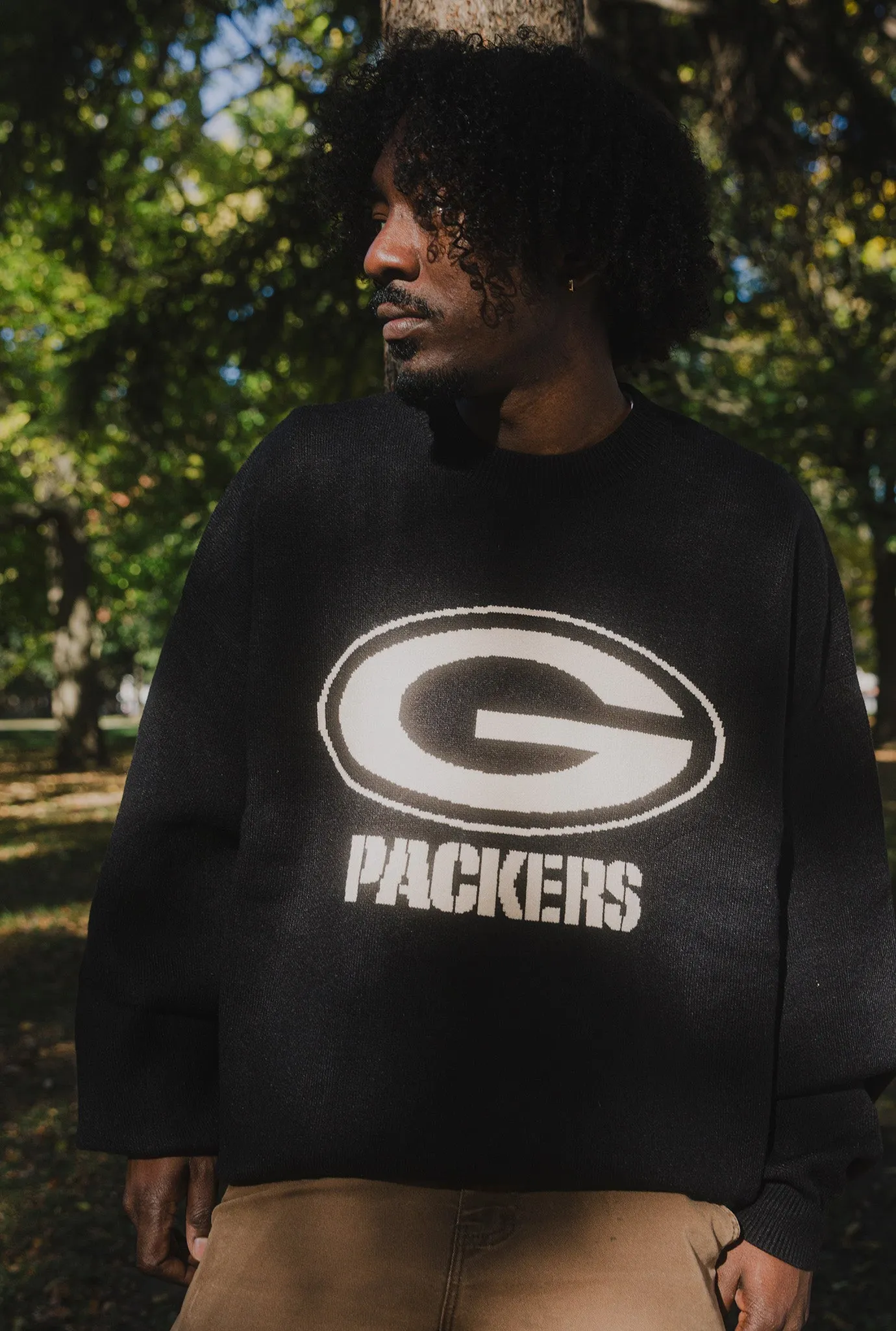 Green Bay Packers Oversized Knit Sweater - Black sold by Peace-Collective product image thumbnail 2