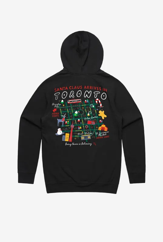 Toronto Santa Claus Parade Map Hoodie - Black sold by Peace-Collective