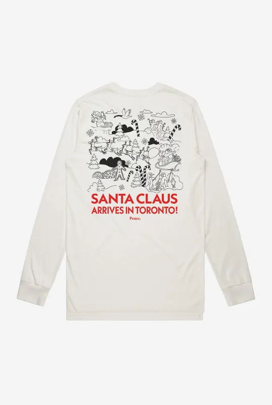 Santa Claus Arrives in Toronto Longsleeve T-Shirt - Ivory sold by Peace-Collective