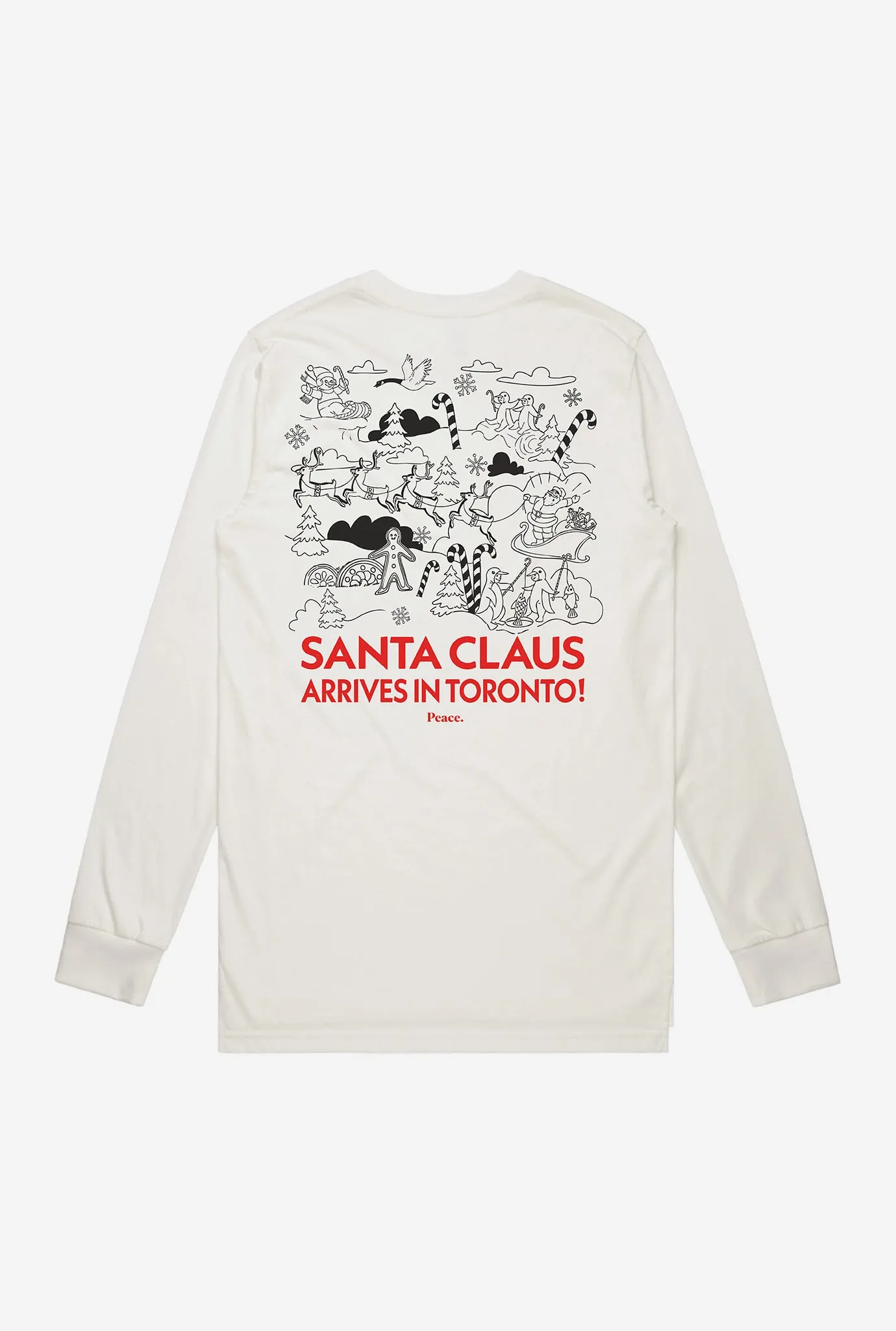 Santa Claus Arrives in Toronto Longsleeve T-Shirt - Ivory sold by Peace-Collective