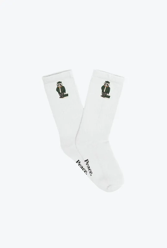 Trash Teddy Crew Socks - White sold by Peace-Collective