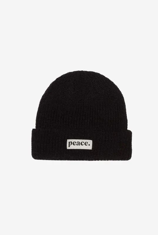 Peace Basics Fisherman Beanie - Off Black sold by Peace-Collective