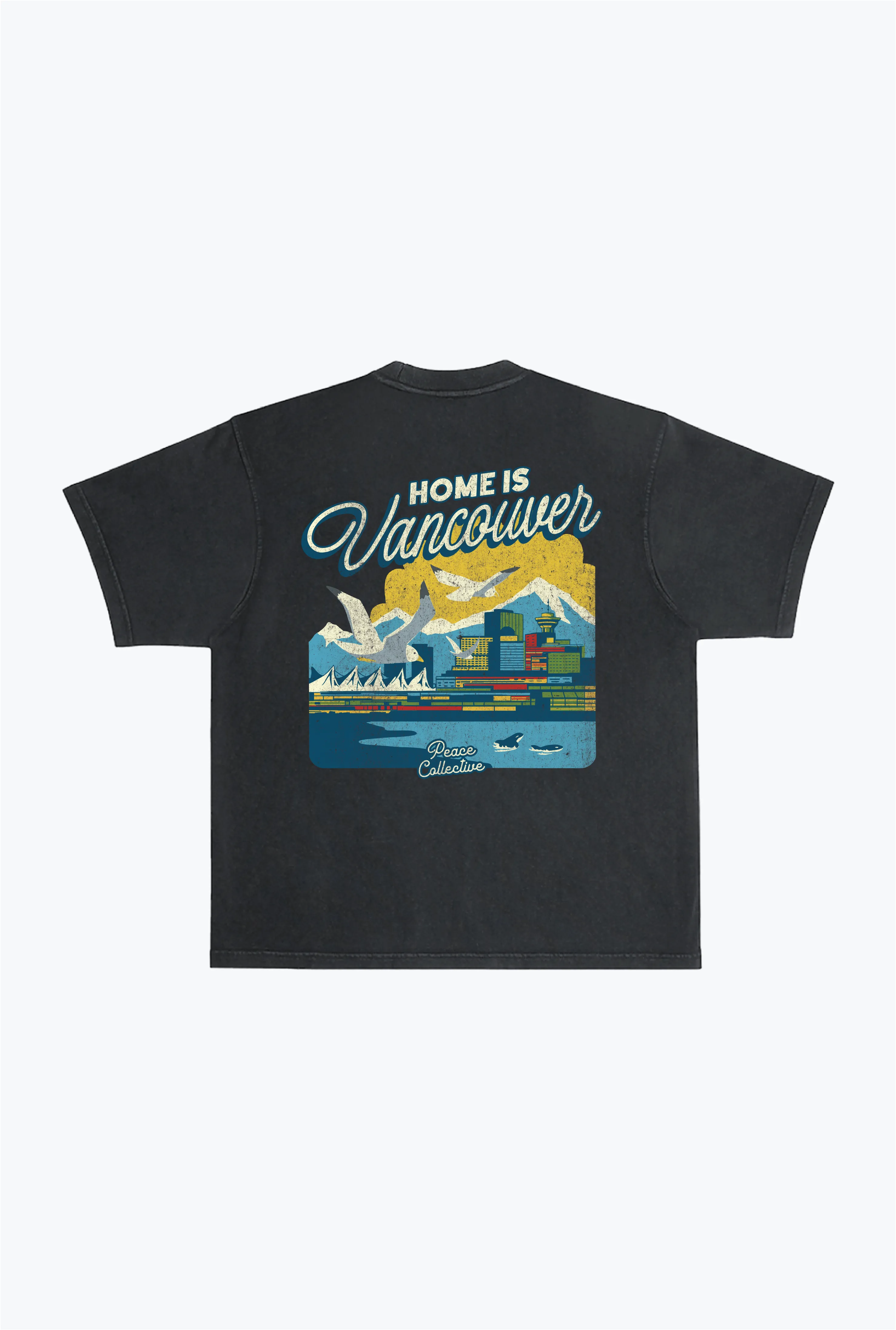 Home is Vancouver Heavyweight Garment Dyed T-Shirt - Black sold by Peace-Collective