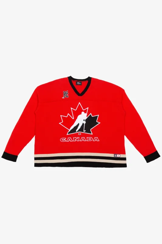 Hockey Canada Knit Long Sleeve Jersey - Red sold by Peace-Collective