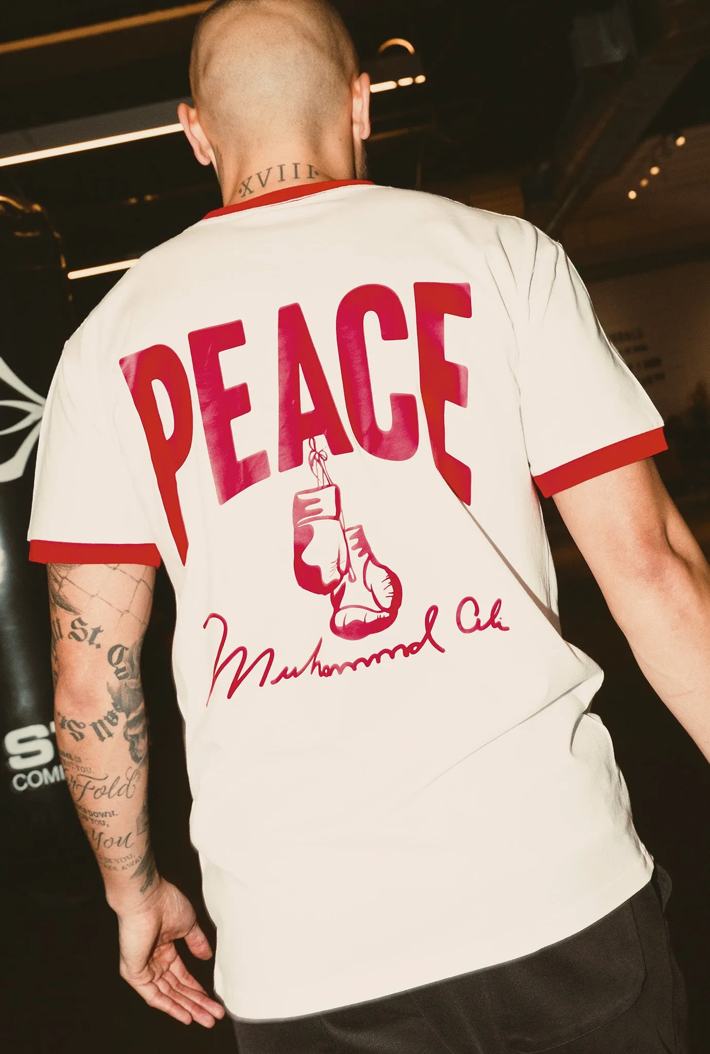 P/C x Muhammad Ali Ringer T-Shirt - White / Red sold by Peace-Collective product image thumbnail 5