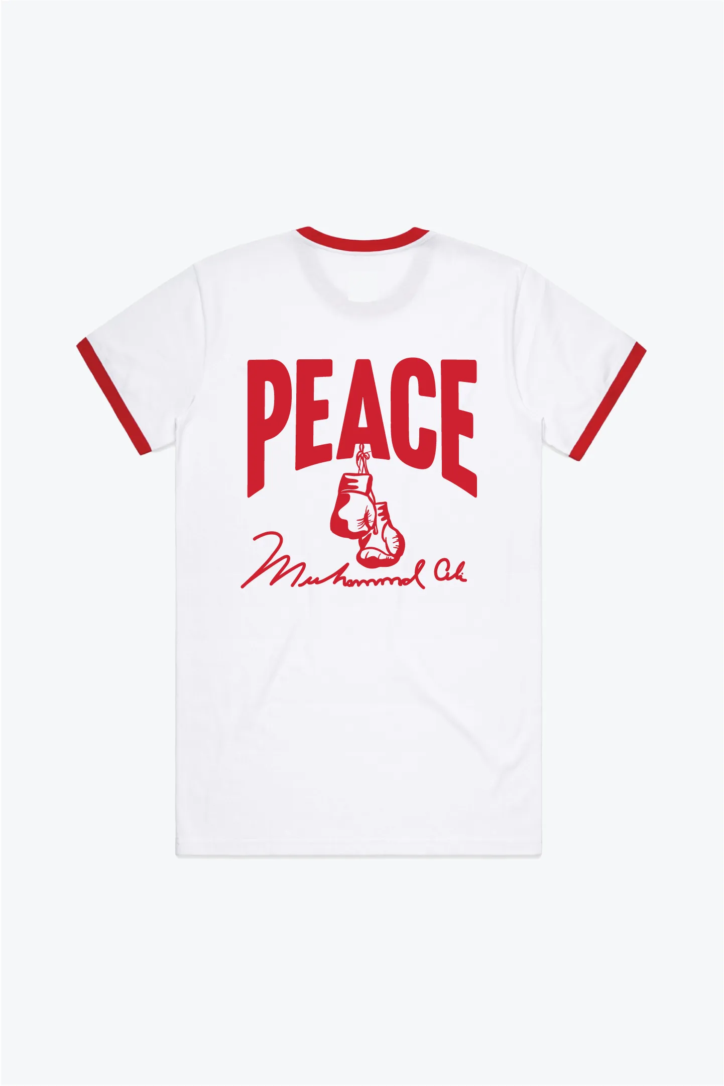 P/C x Muhammad Ali Ringer T-Shirt - White / Red sold by Peace-Collective product image thumbnail 2