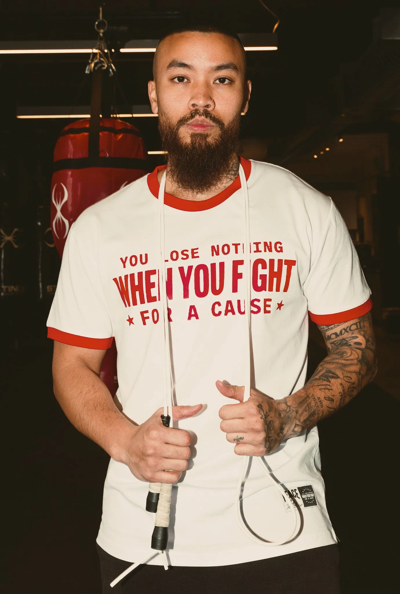 P/C x Muhammad Ali Ringer T-Shirt - White / Red sold by Peace-Collective product image thumbnail 4