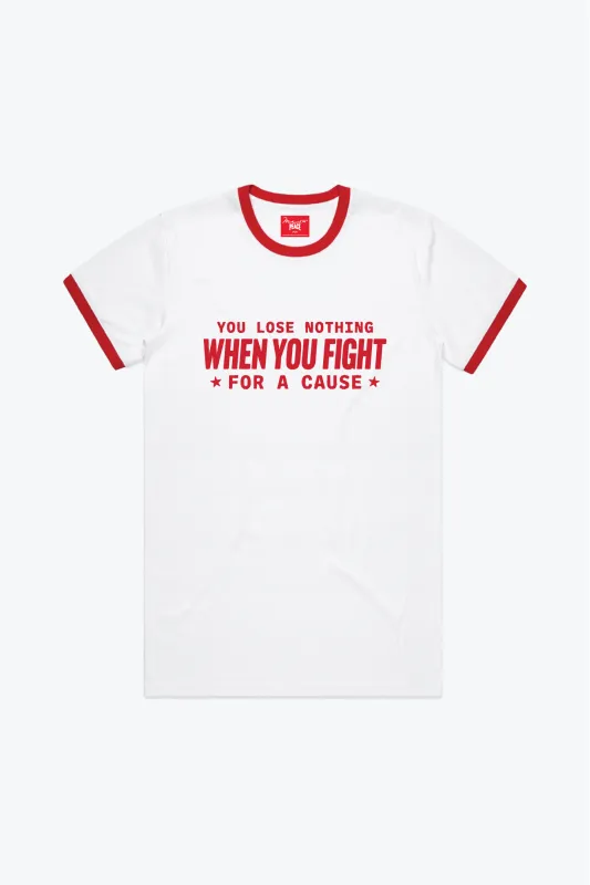 P/C x Muhammad Ali Ringer T-Shirt - White / Red sold by Peace-Collective