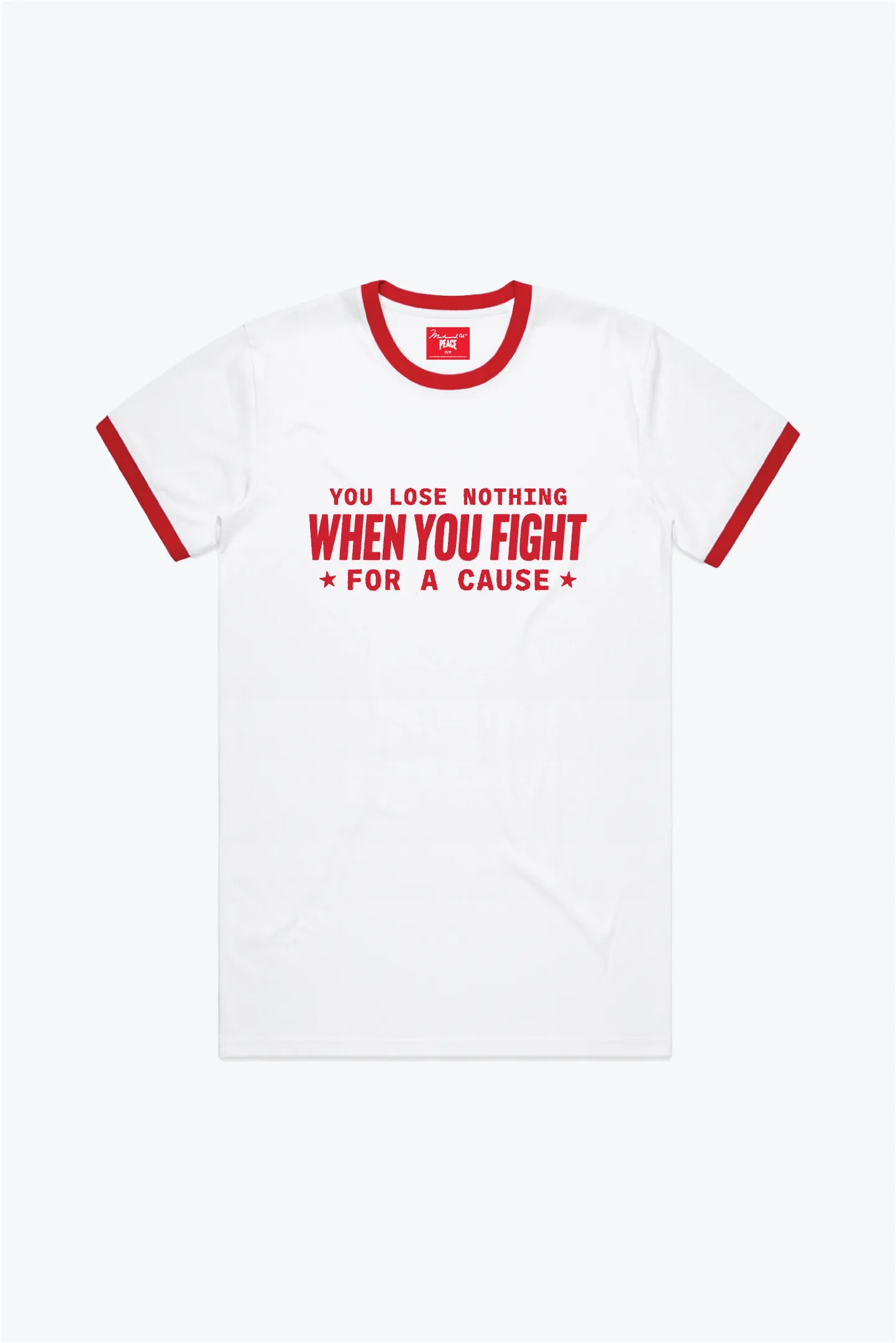 P/C x Muhammad Ali Ringer T-Shirt - White / Red sold by Peace-Collective