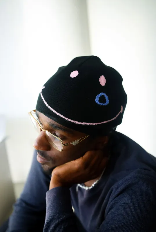 SMILEY: Being Human is Hard Beanie - Black sold by Peace-Collective