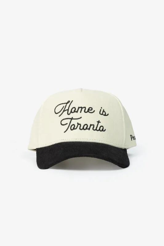 Home is Toronto Corduroy A-Frame Cap - Black / Ivory made by Peace-Collective