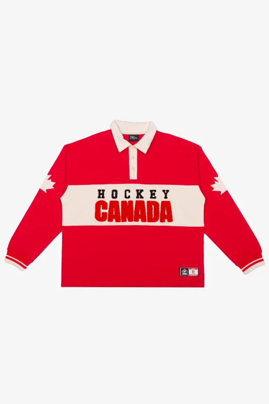 Hockey Canada Fleece Polo - Red made by Peace-Collective