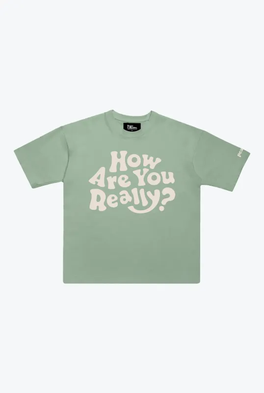 How Are You Really? Cropped T-Shirt - Eucalyptus made by Peace-Collective