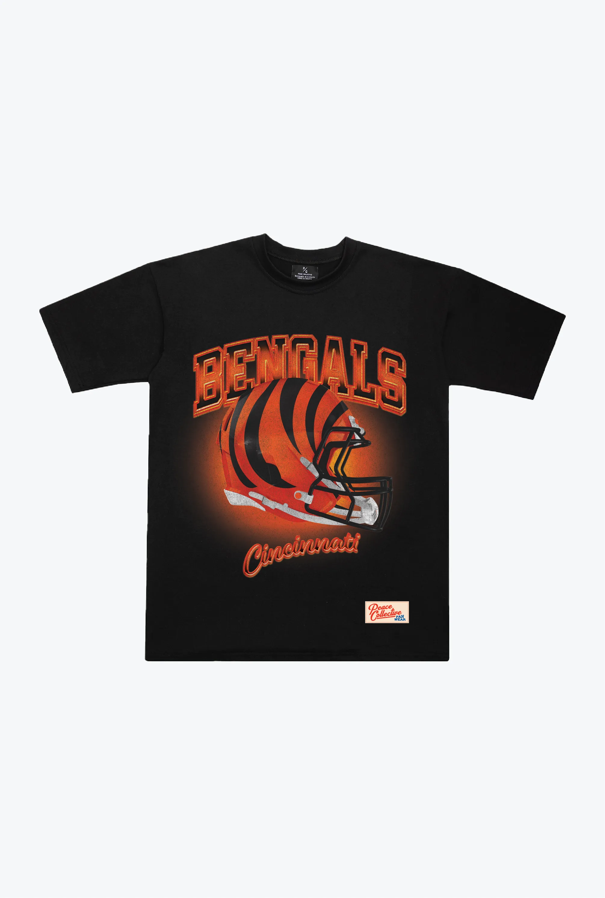 Cincinnati Bengals Photorealistic Vintage Heavyweight T-Shirt - Black sold by Peace-Collective