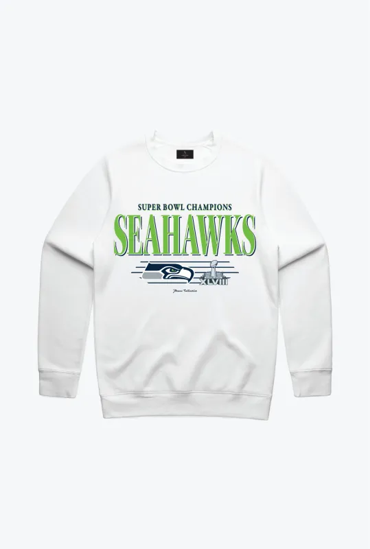 Seattle Seahawks Vintage Crewneck - White sold by Peace-Collective