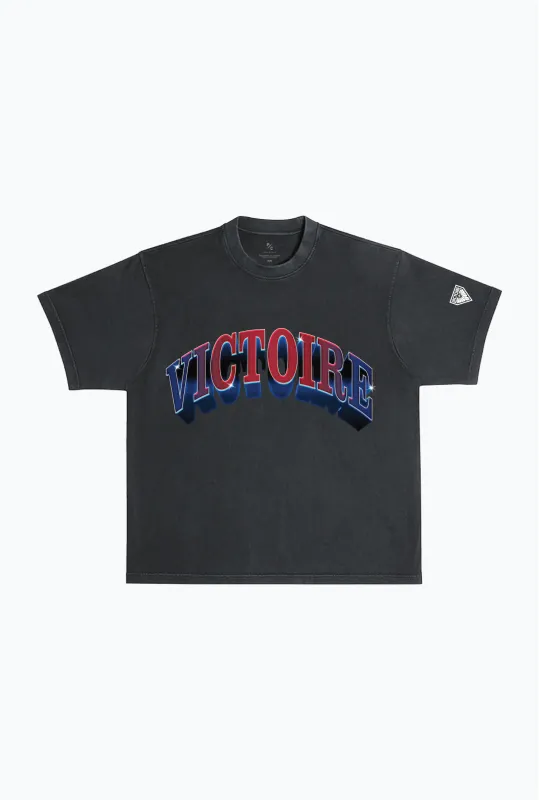 Montréal Victoire Graffiti Heavyweight Garment Dyed T-Shirt - Off Black sold by Peace-Collective