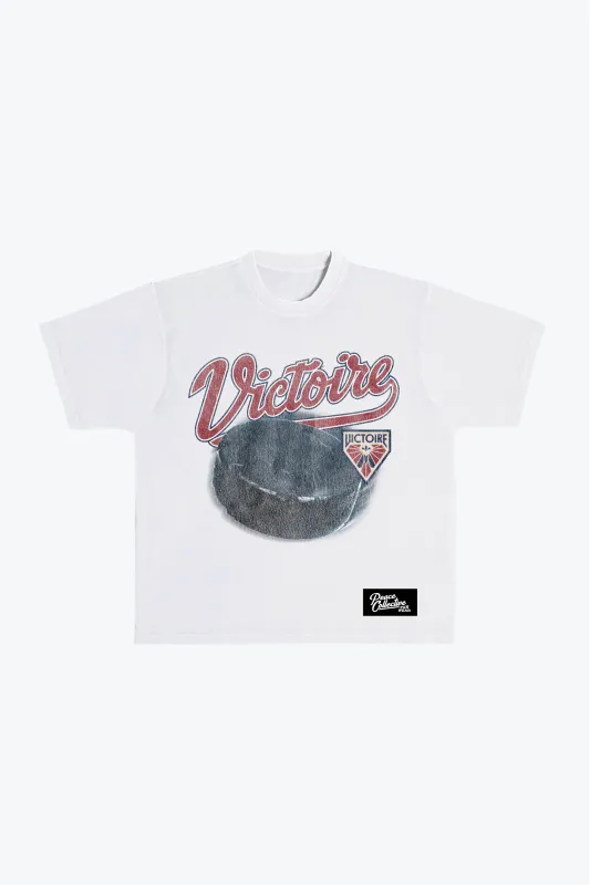 Montréal Victoire Puck Heavyweight T-Shirt - White sold by Peace-Collective