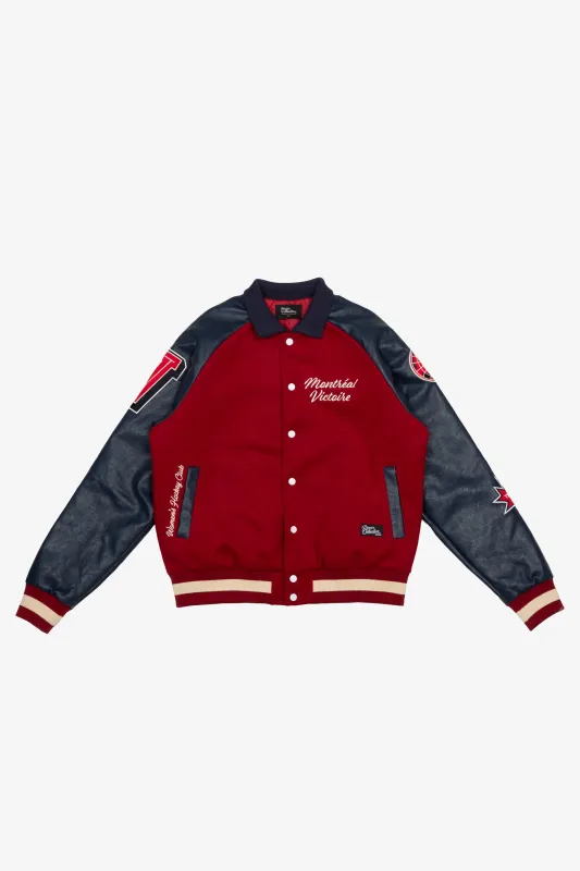 Montréal Victoire Women's Cropped Varsity Jacket - Maroon sold by Peace-Collective