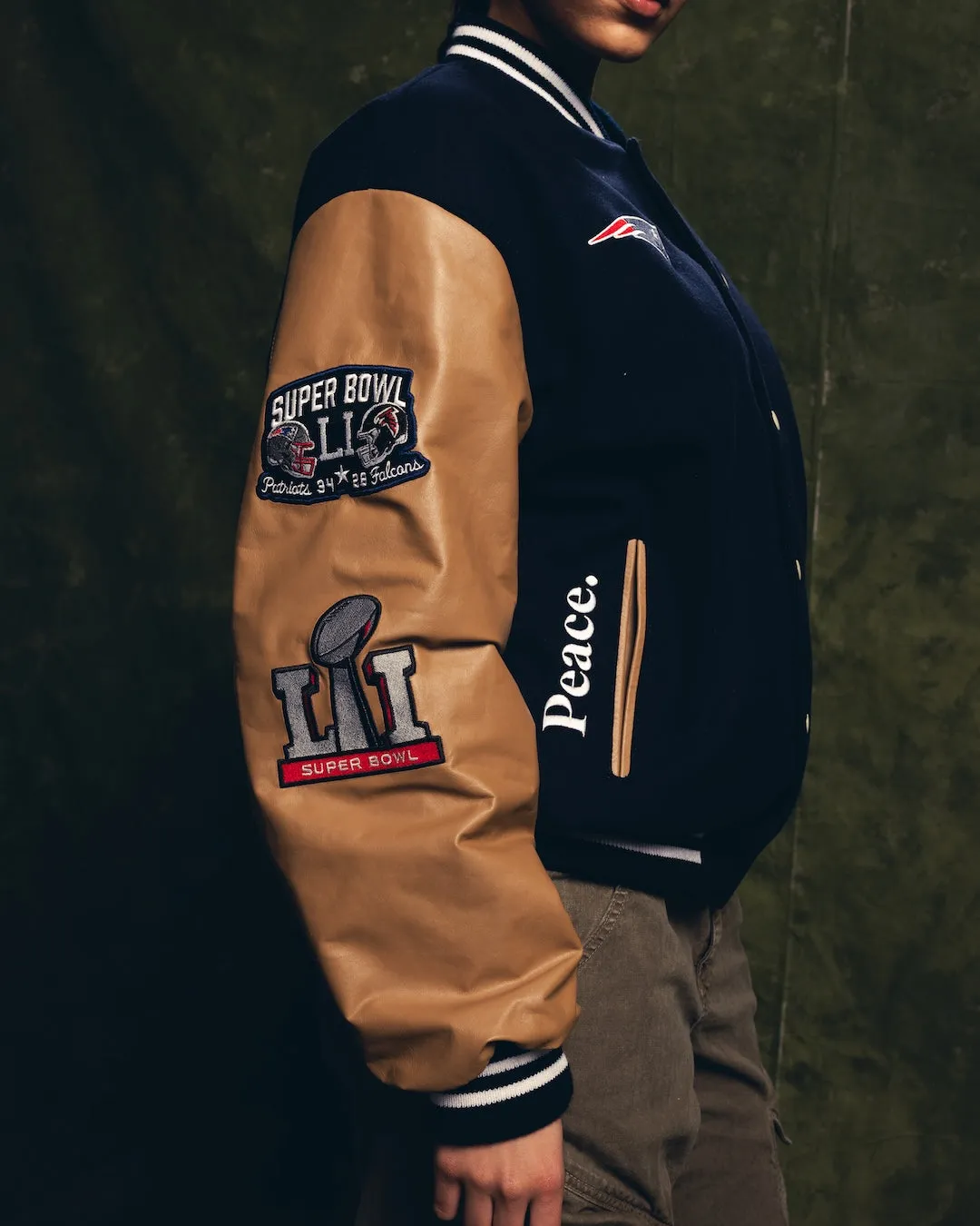 Super Bowl 2017 New England Patriots vs. Atlanta Falcons Varsity Jacket - Navy sold by Peace-Collective product image thumbnail 4