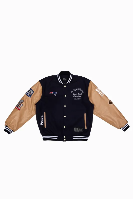 Super Bowl 2017 New England Patriots vs. Atlanta Falcons Varsity Jacket - Navy sold by Peace-Collective
