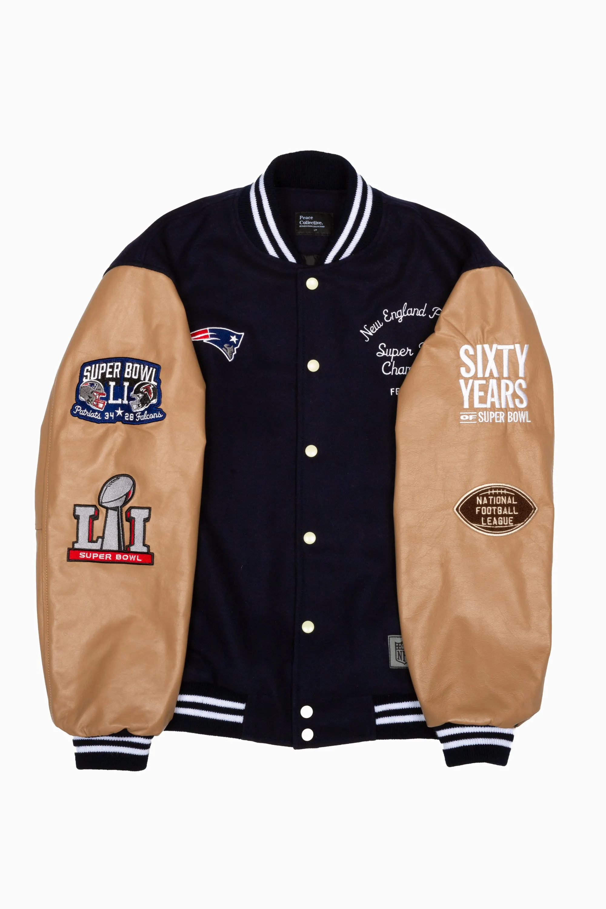 Super Bowl 2017 New England Patriots vs. Atlanta Falcons Varsity Jacket - Navy sold by Peace-Collective product image thumbnail 5