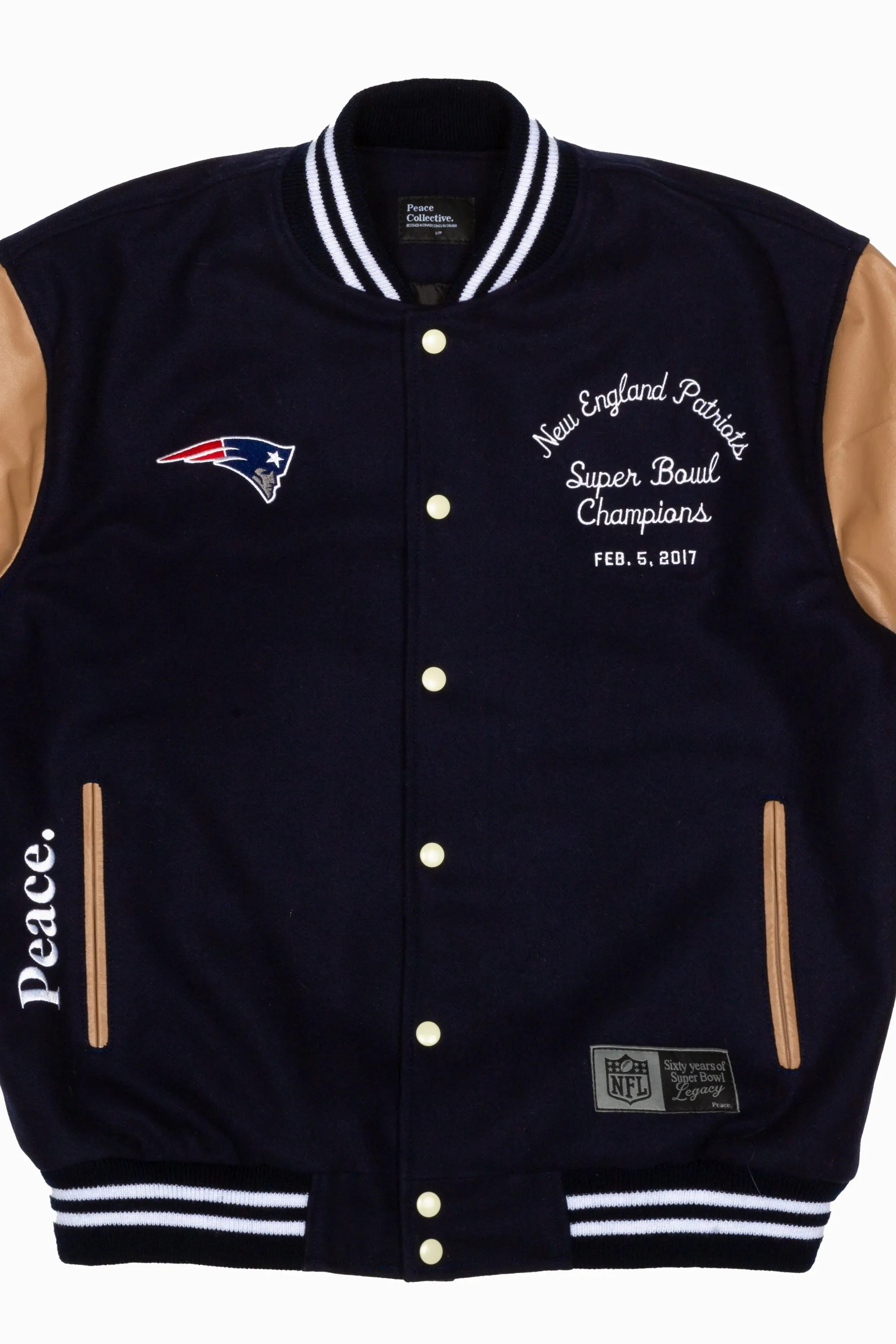 Super Bowl 2017 New England Patriots vs. Atlanta Falcons Varsity Jacket - Navy sold by Peace-Collective product image thumbnail 3