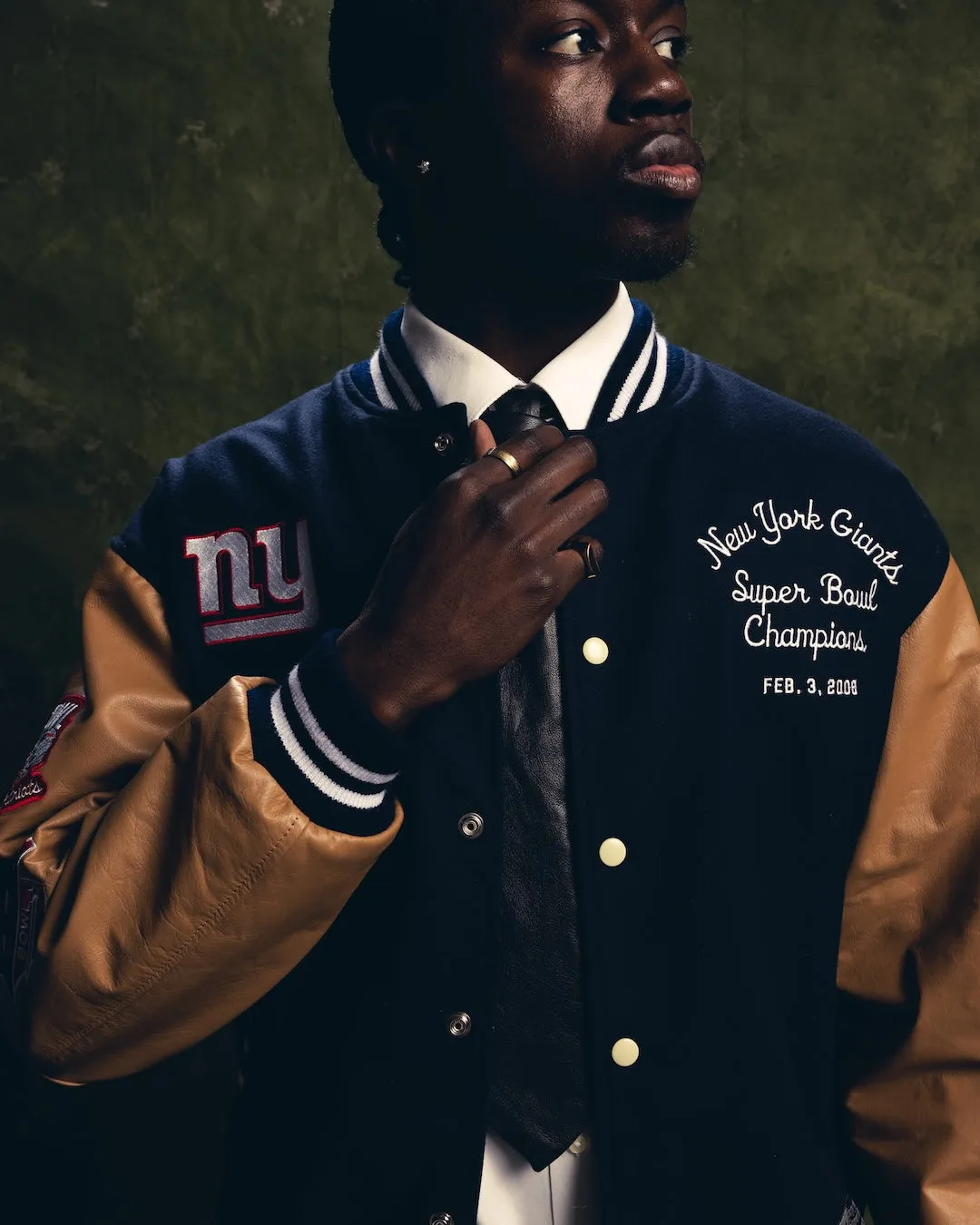 Super Bowl 2008 New York Giants vs. New England Patriots Varsity Jacket - Royal sold by Peace-Collective product image thumbnail 2