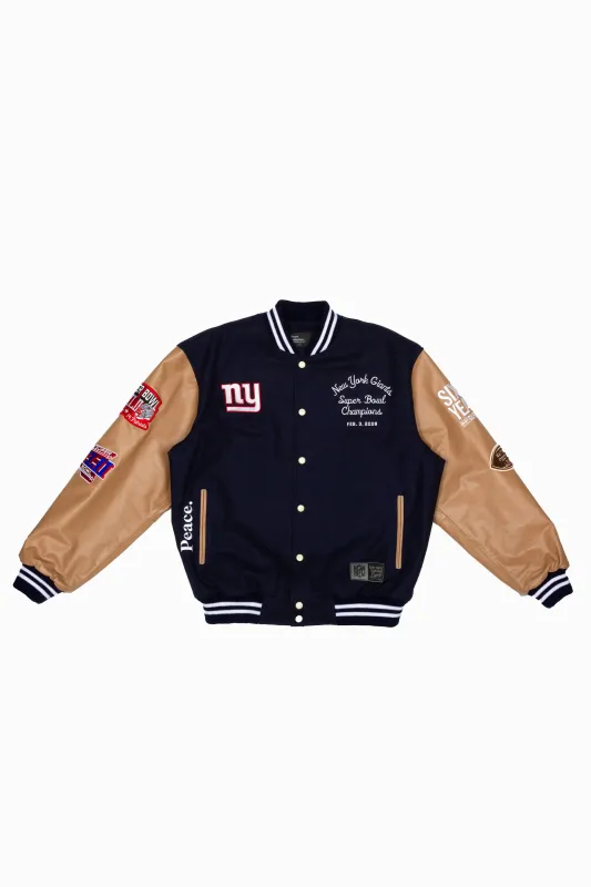 Super Bowl 2008 New York Giants vs. New England Patriots Varsity Jacket - Royal sold by Peace-Collective