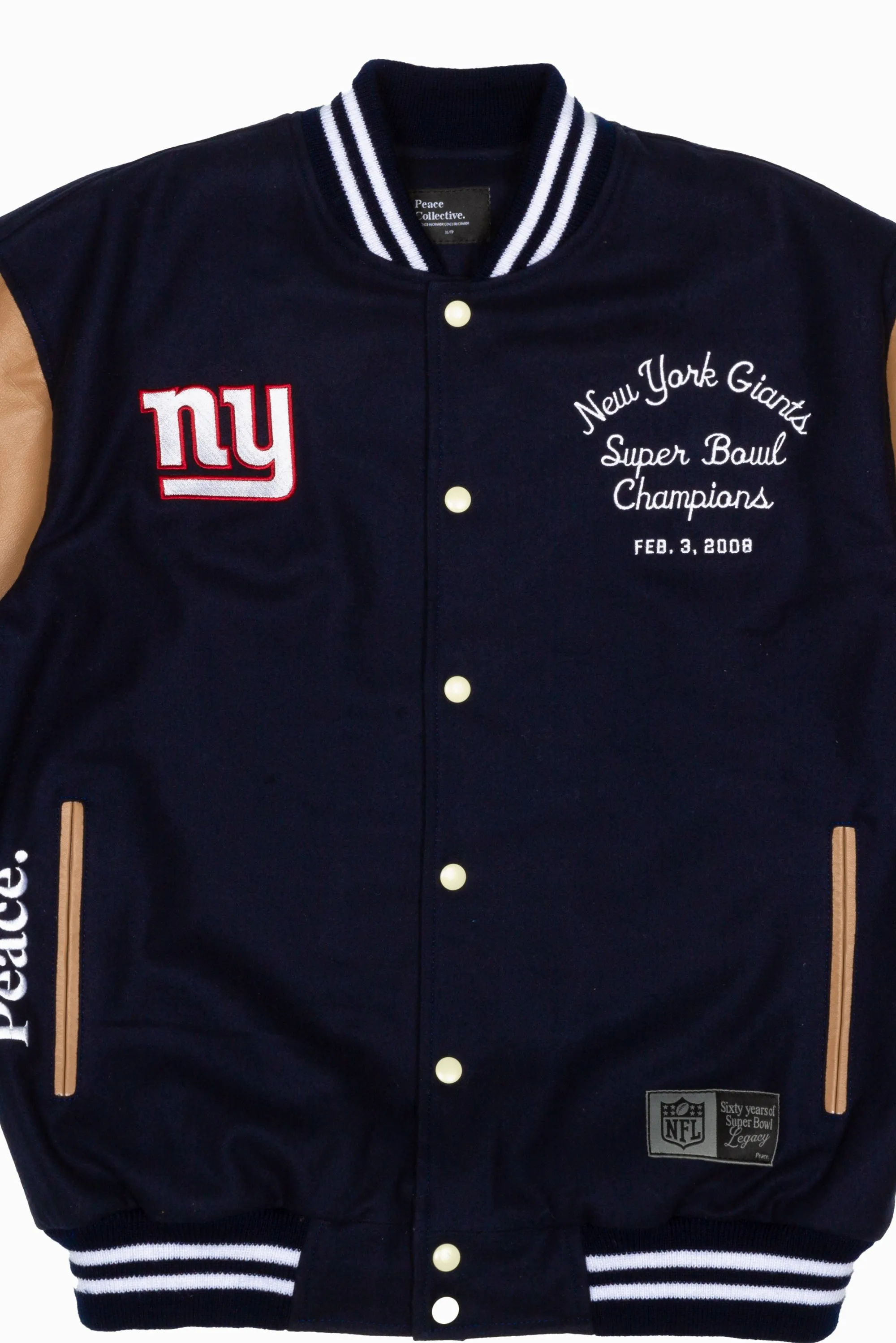 Super Bowl 2008 New York Giants vs. New England Patriots Varsity Jacket - Royal sold by Peace-Collective product image thumbnail 3