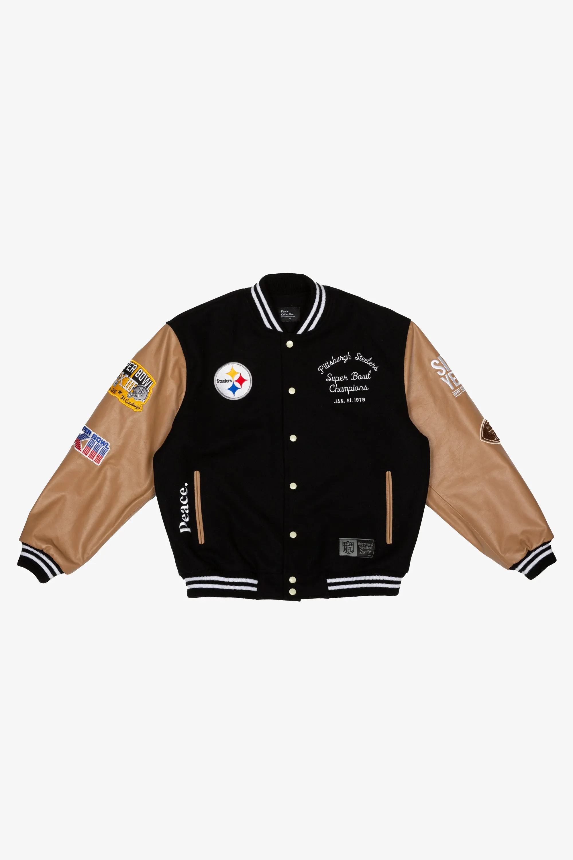 Super Bowl 1979 Pittsburgh Steelers vs. Dallas Cowboys Varsity Jacket - Black sold by Peace-Collective