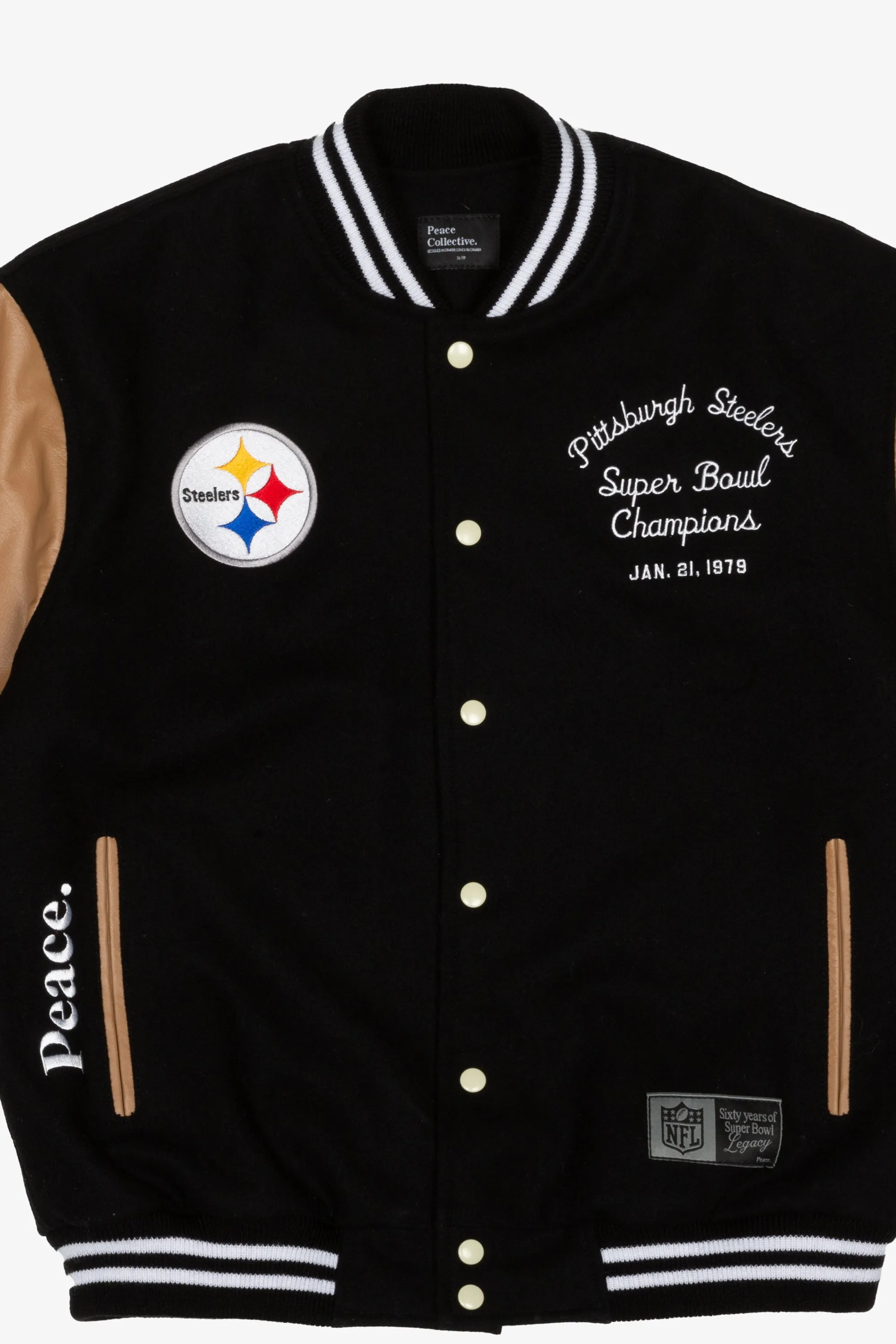 Super Bowl 1979 Pittsburgh Steelers vs. Dallas Cowboys Varsity Jacket - Black sold by Peace-Collective product image thumbnail 3