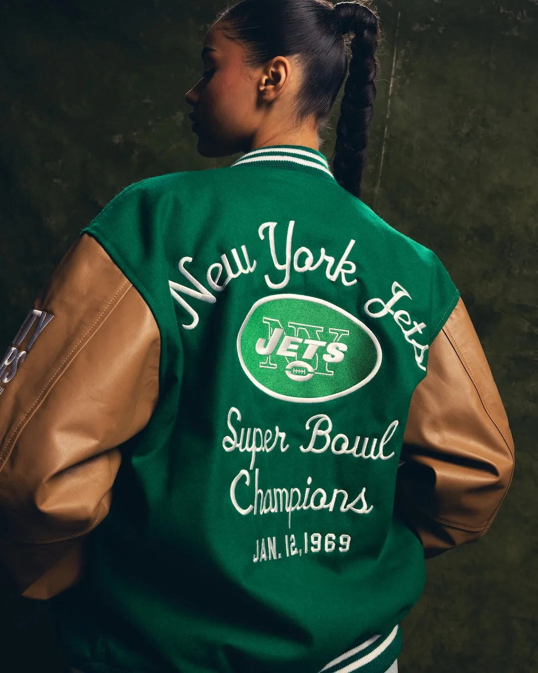 Super Bowl 1969 New York Jets Vs. Baltimore Colts Varsity Jacket - Green sold by Peace-Collective product image thumbnail 2