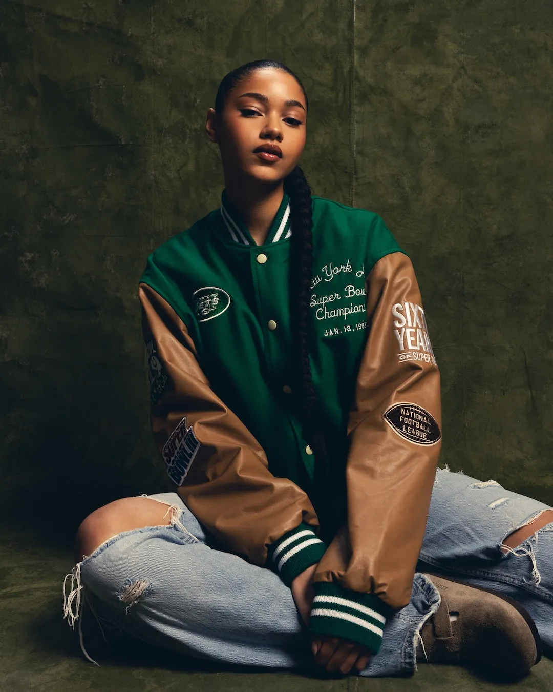 Super Bowl 1969 New York Jets Vs. Baltimore Colts Varsity Jacket - Green sold by Peace-Collective product image thumbnail 4