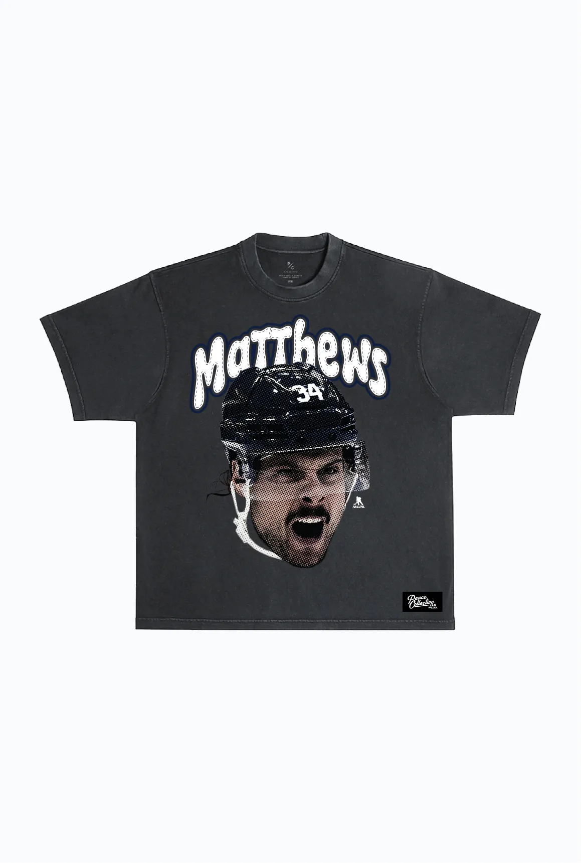 Auston Matthews Heavyweight Garment Dyed T-Shirt - Black sold by Peace-Collective