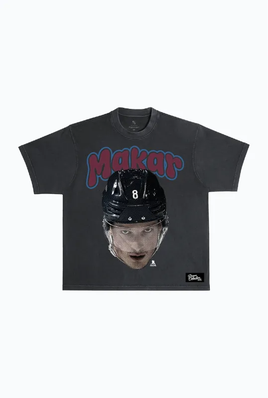 Cale Makar Heavyweight Garment Dyed T-Shirt - Black made by Peace-Collective