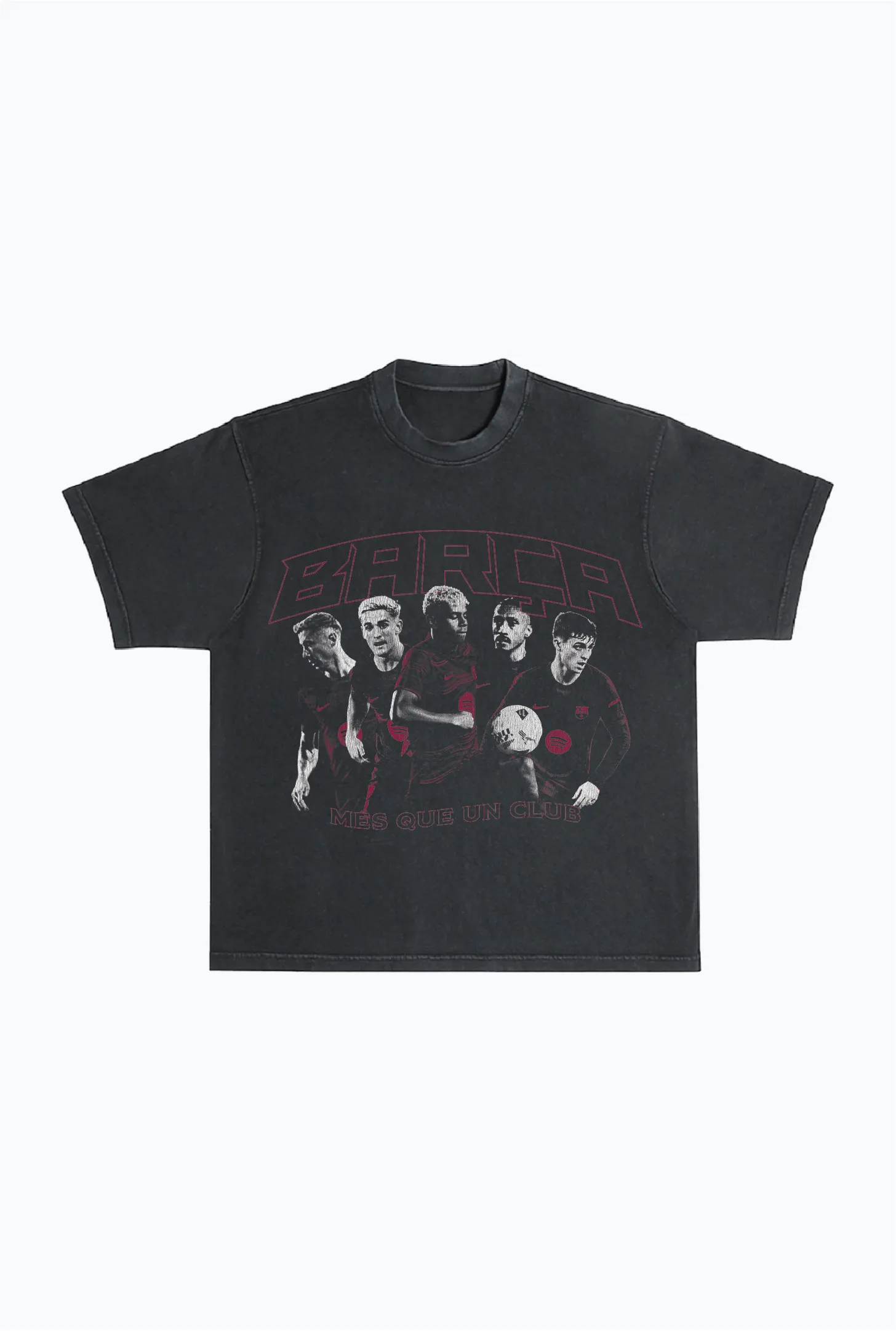 FC Barcelona Team Vintage Heavyweight Garment Dyed T-Shirt - Black sold by Peace-Collective